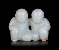 A Chinese Jade Figure of Two Boys