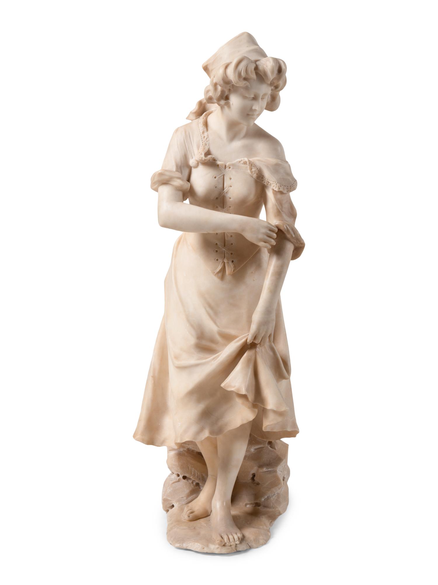A Continental Carved Alabaster Sculpture