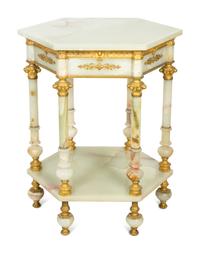A Continental Gilt Bronze and Onyx Side Table
