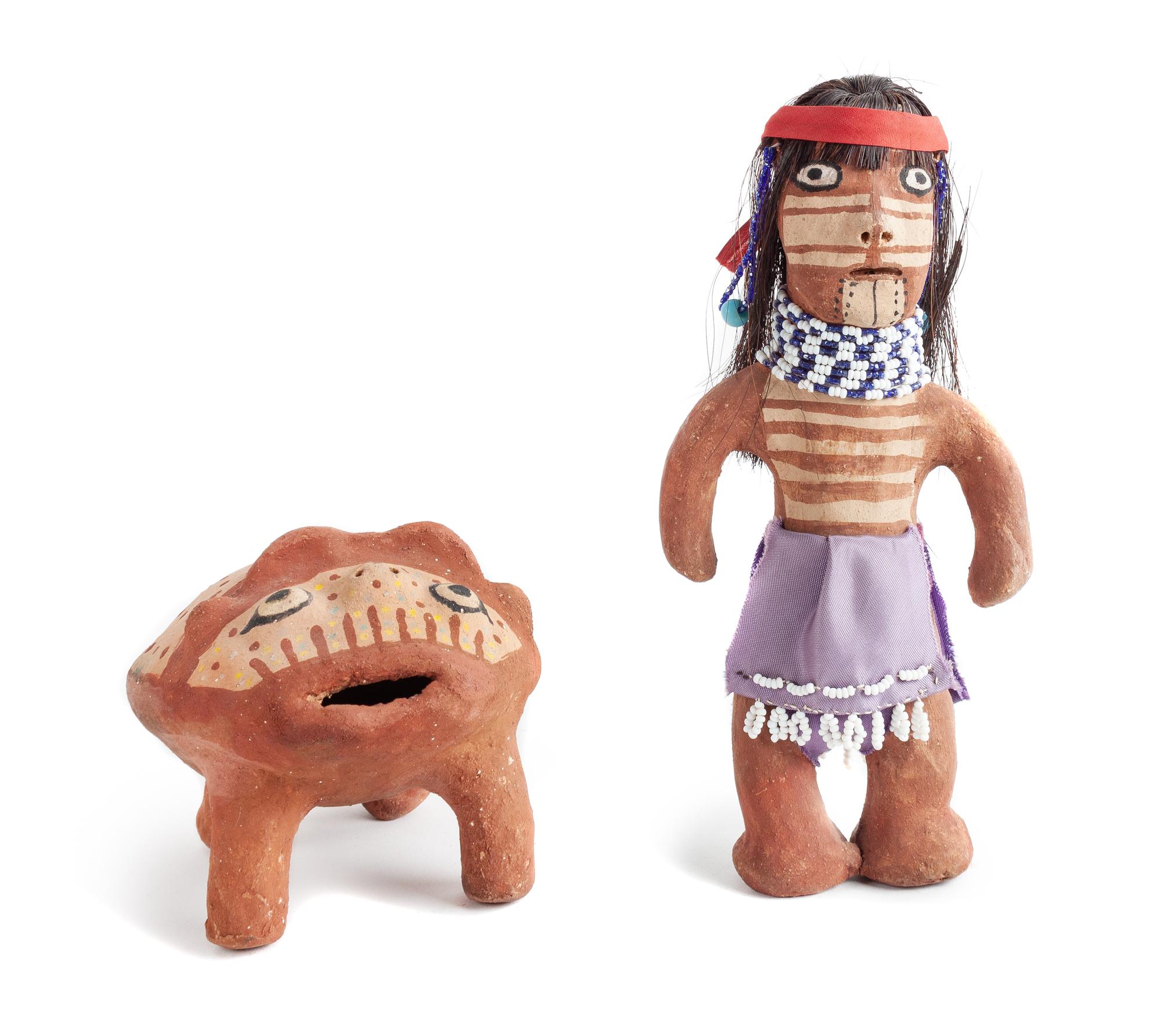 Two Pueblo Redware Figures Height of largest 8 1/2 inches