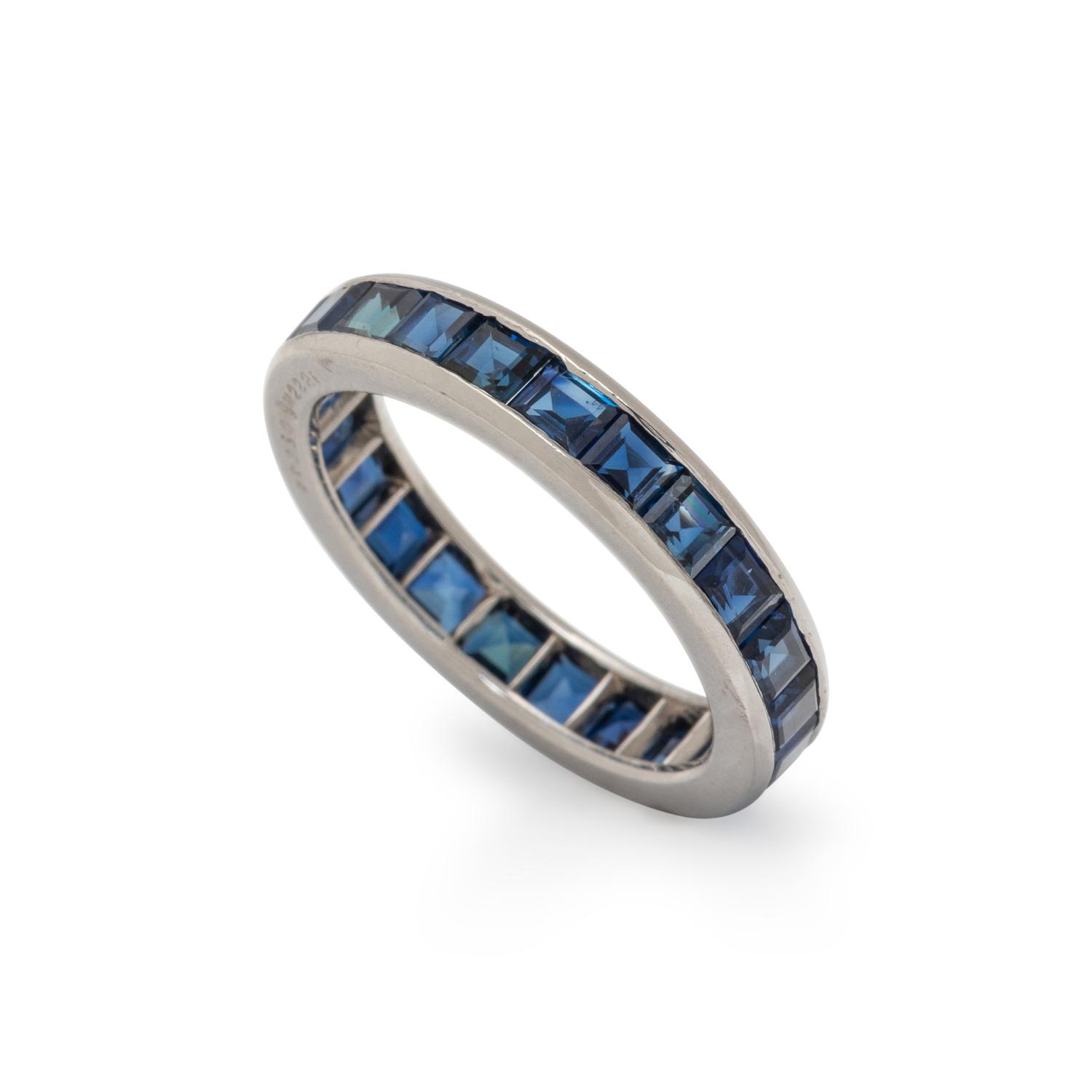 OSCAR HEYMAN, SAPPHIRE AND PLATINUM ETERNITY BAND