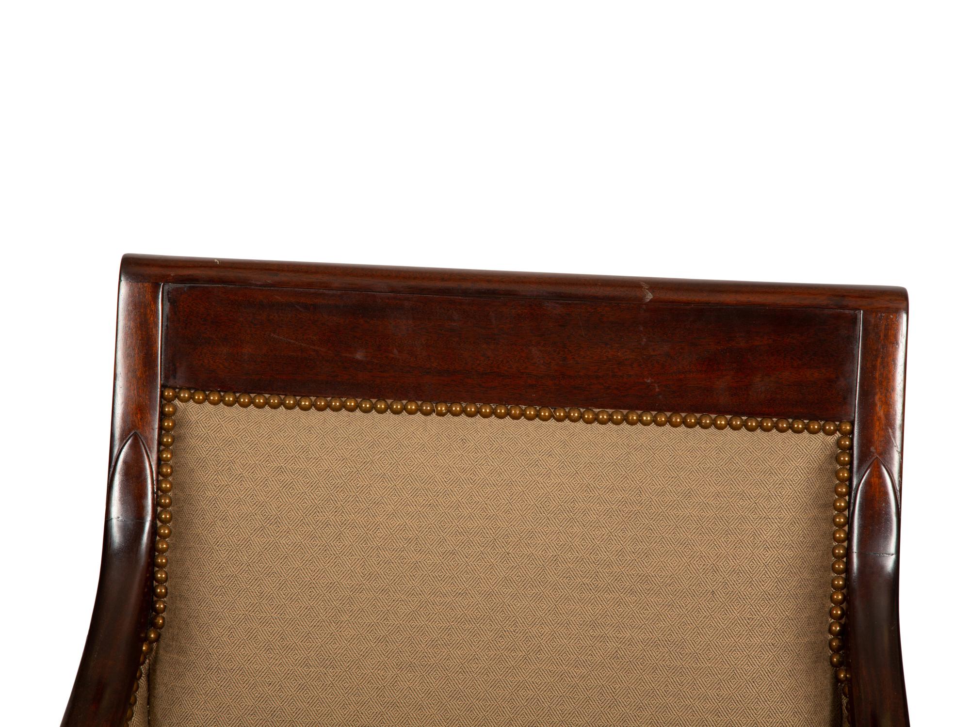 A Set of Three Russian Empire Style Mahogany Armchairs