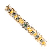 BICOLOR GOLD, EMERALD, AND DIAMOND BRACELET