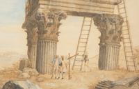 Architects Measuring the Temple of Jupiter Tonans and Revelers Near the Temple of Antonino and Faustina (two works)