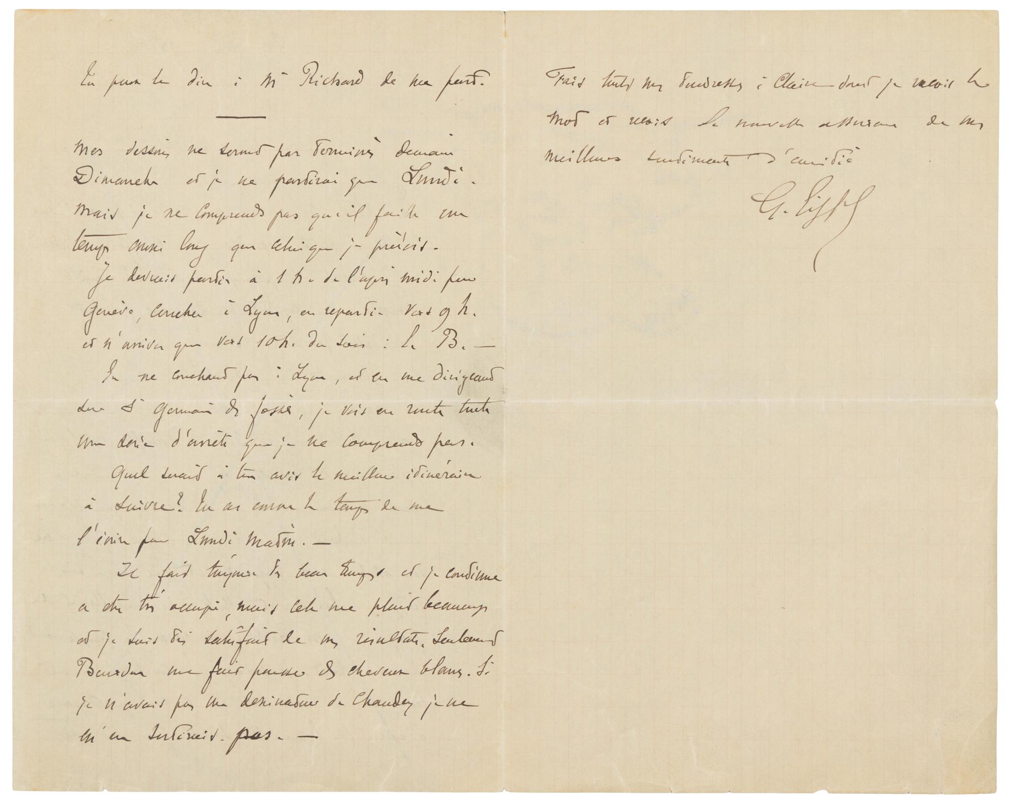 EIFFEL, Gustave (1832-1923). Autograph letter signed ("G. Eiffel"), in French, to Adolphe [Salles?]. N.p., 29 June 1895.