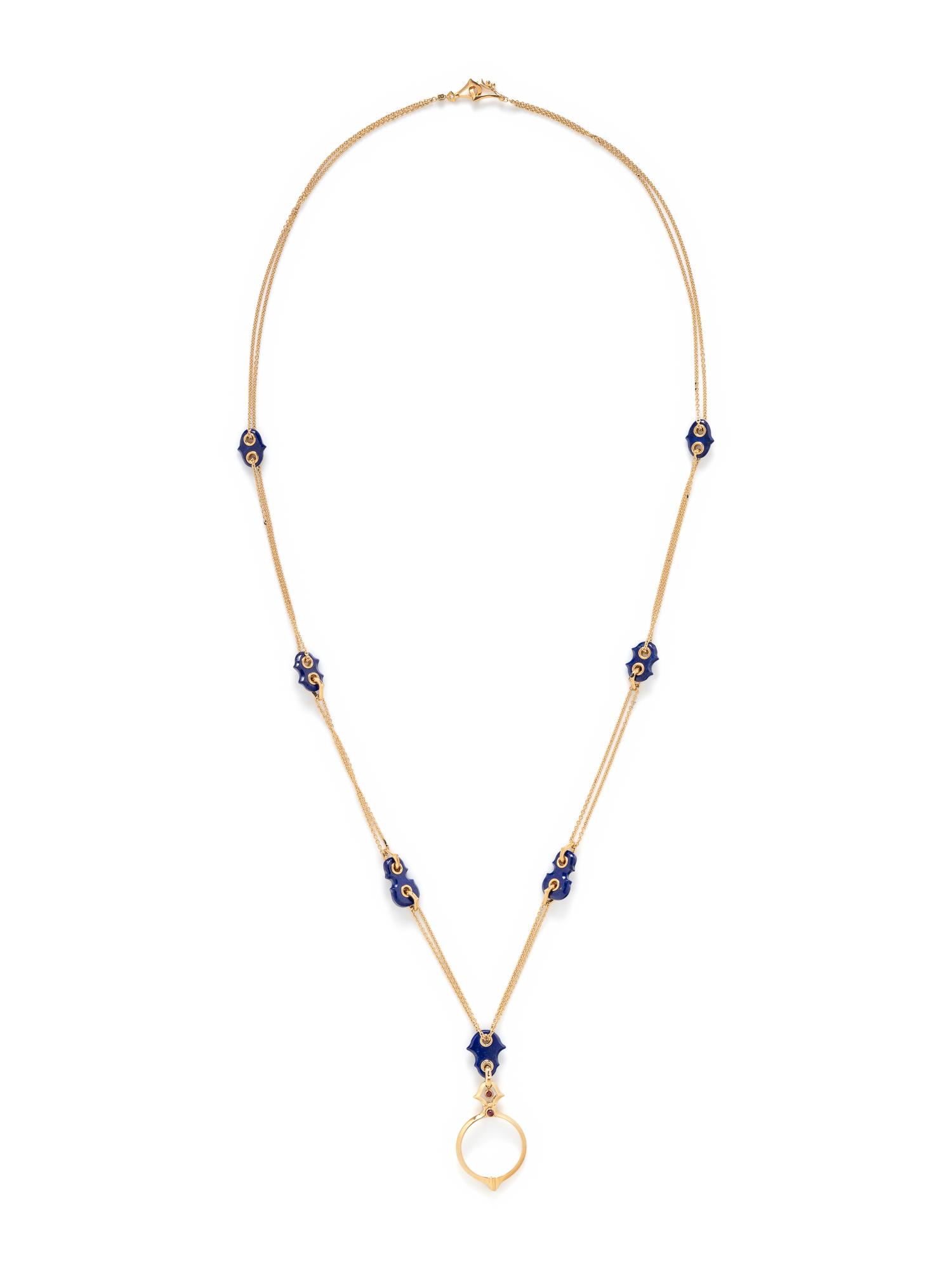 PAUL MORELLI, YELLOW GOLD, LAPIS LAZULI MAGNIFYING GLASS SAUTOIR