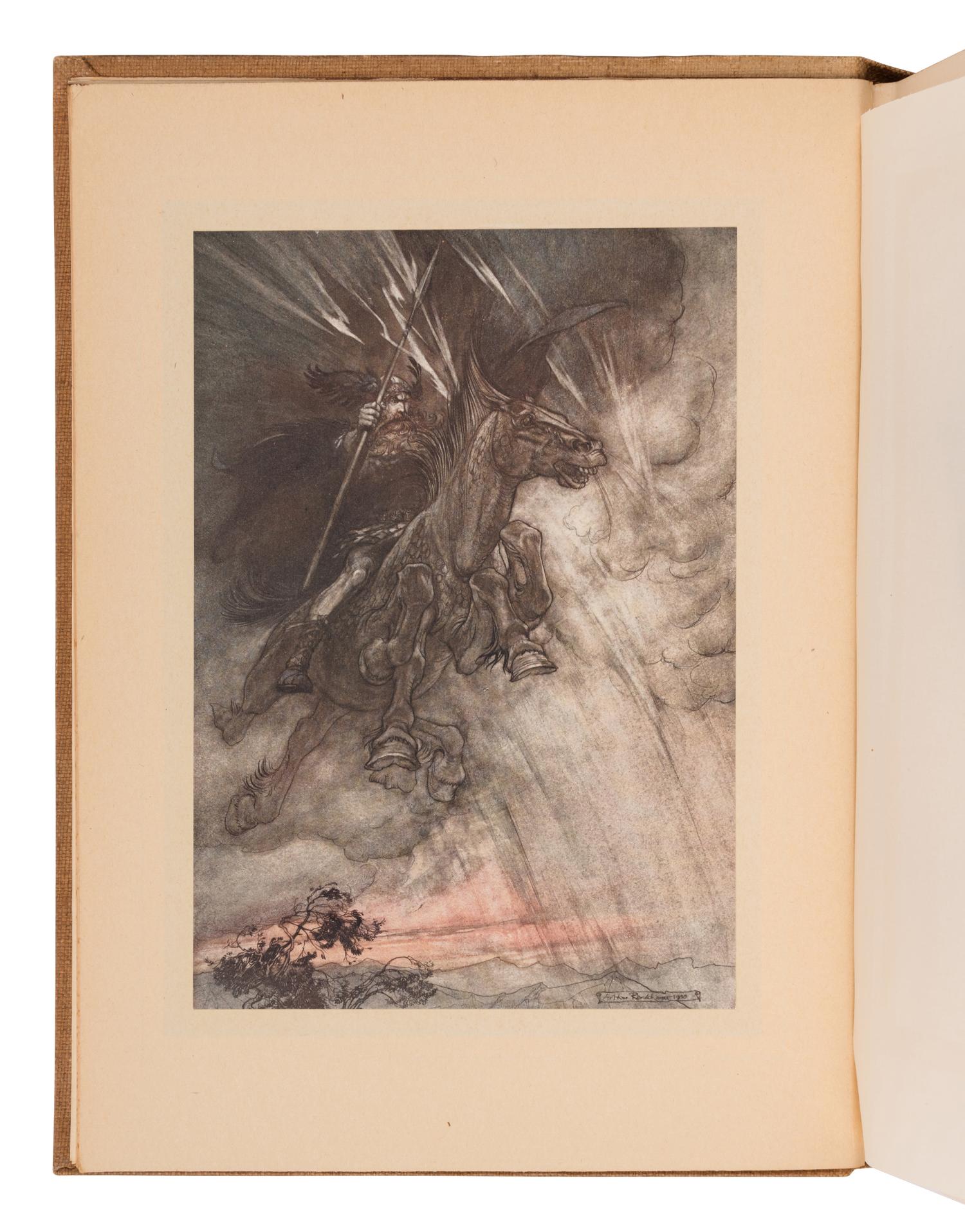 [RACKHAM, Arthur (1867-1939), illustrator]. WAGNER, Richard (1813-1883). [The Ring of the Niblung]. The Rhinegold & the Valkyrie . -- Siegfried & the Twilight of the Gods . Margaret Armour, translator. London and New York: William Heinemann and Doubleday Page & Co., 1910, 1911.