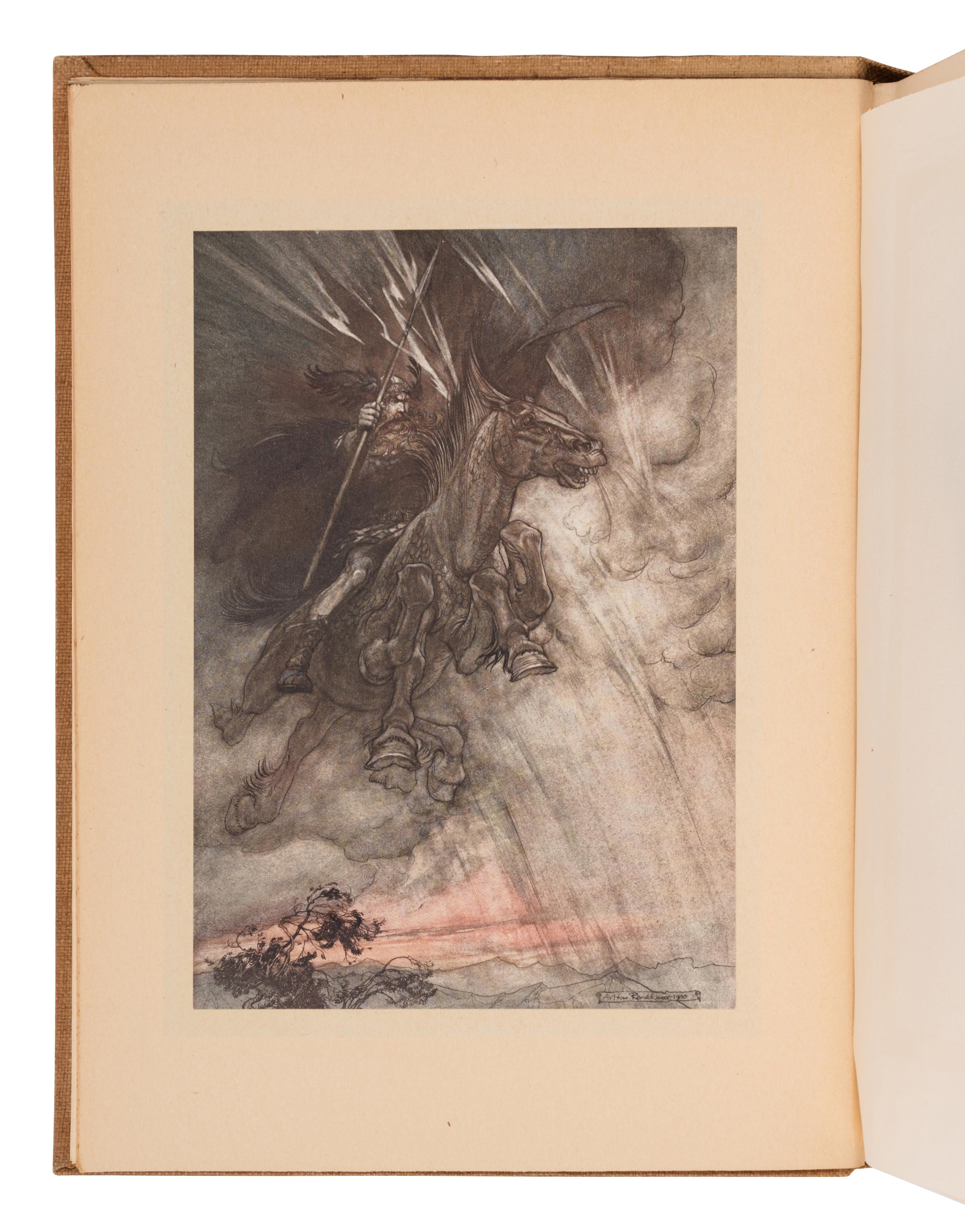 [RACKHAM, Arthur (1867-1939), illustrator]. WAGNER, Richard (1813-1883). [The Ring of the Niblung]. The Rhinegold & the Valkyrie . -- Siegfried & the Twilight of the Gods . Margaret Armour, translator. London and New York: William Heinemann and Doubleday Page & Co., 1910, 1911.