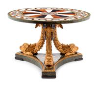 An Italian Parcel Gilt Specimen Marble Center Table