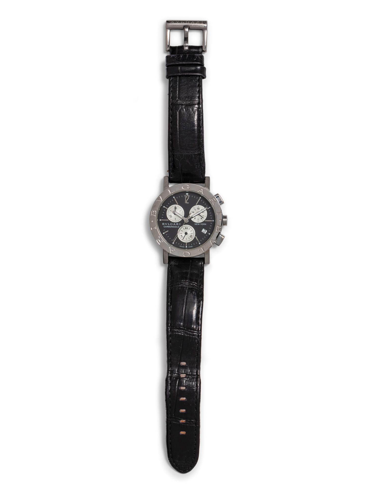 BVLGARI, STAINLESS STEEL 'CARBON GOLD NEW YORK' WRISTWATCH