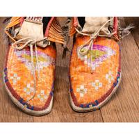 Sioux Quilled and Beaded Hide Moccasins