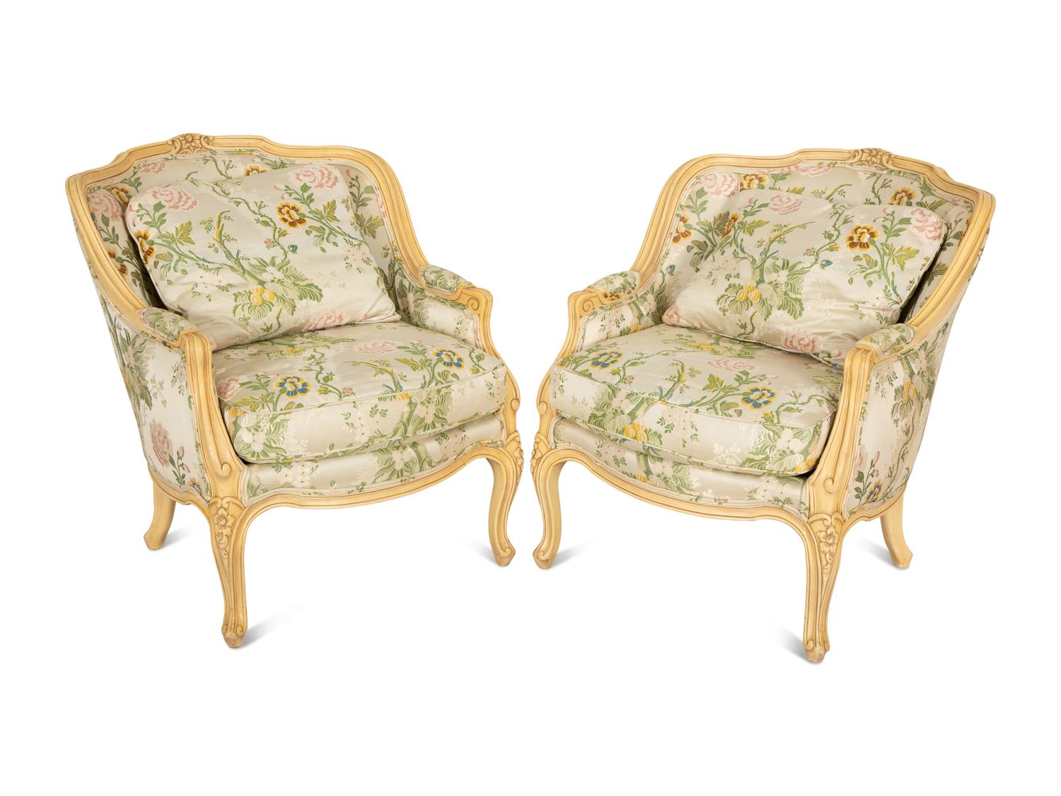 A Pair of Louis XV Style Painted Duchesses Brisees