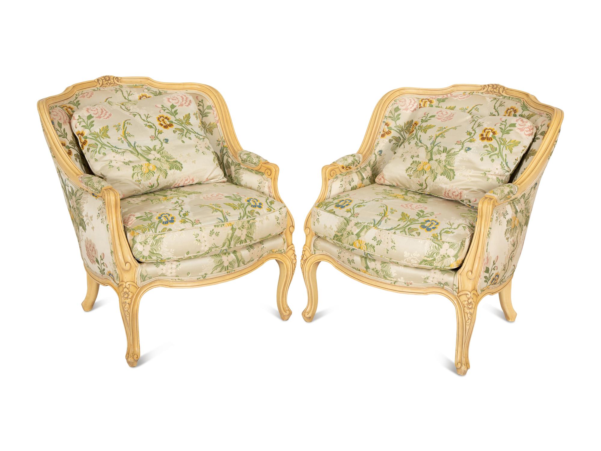 A Pair of Louis XV Style Painted Duchesses Brisees
