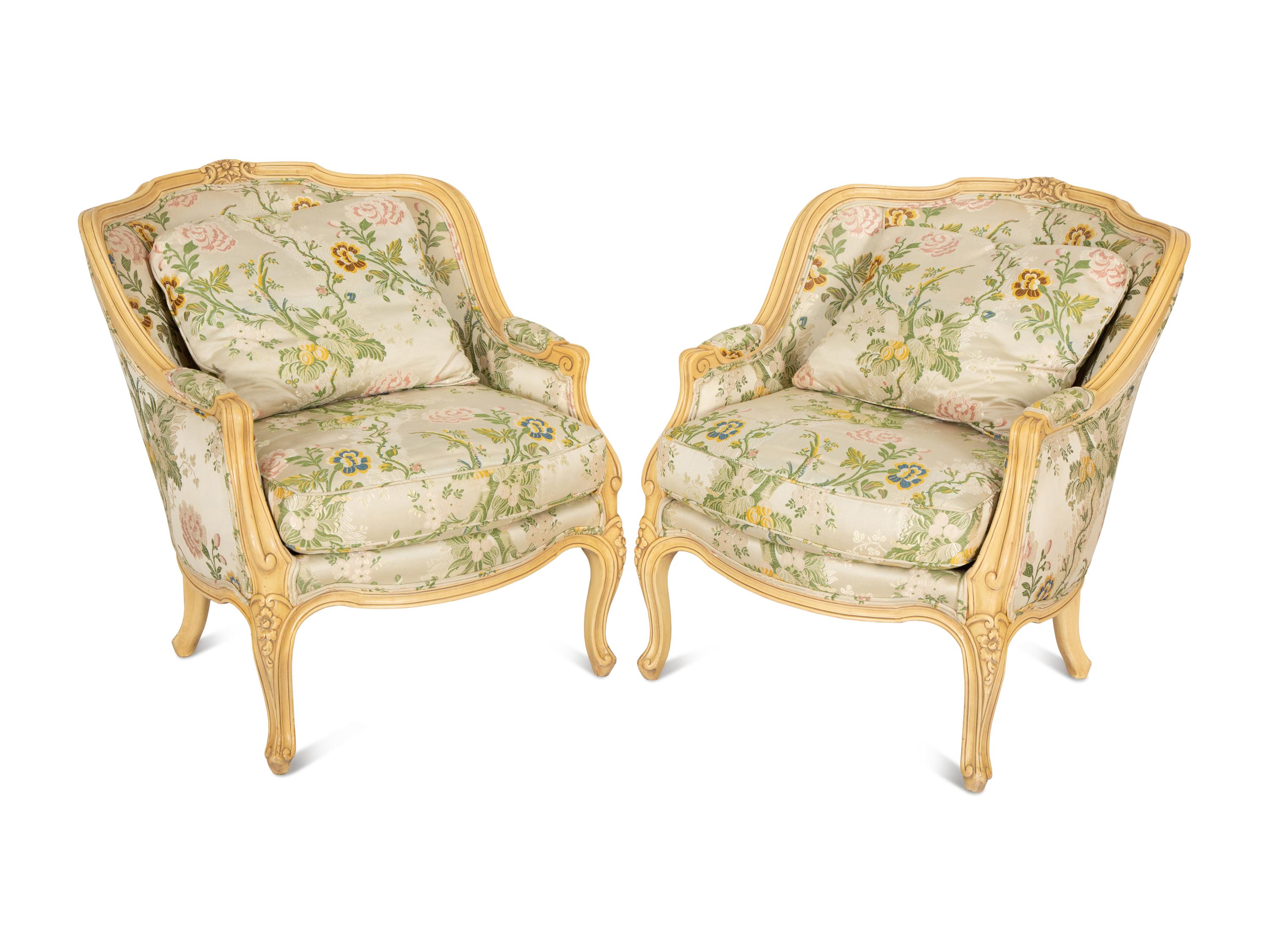 A Pair of Louis XV Style Painted Duchesses Brisees