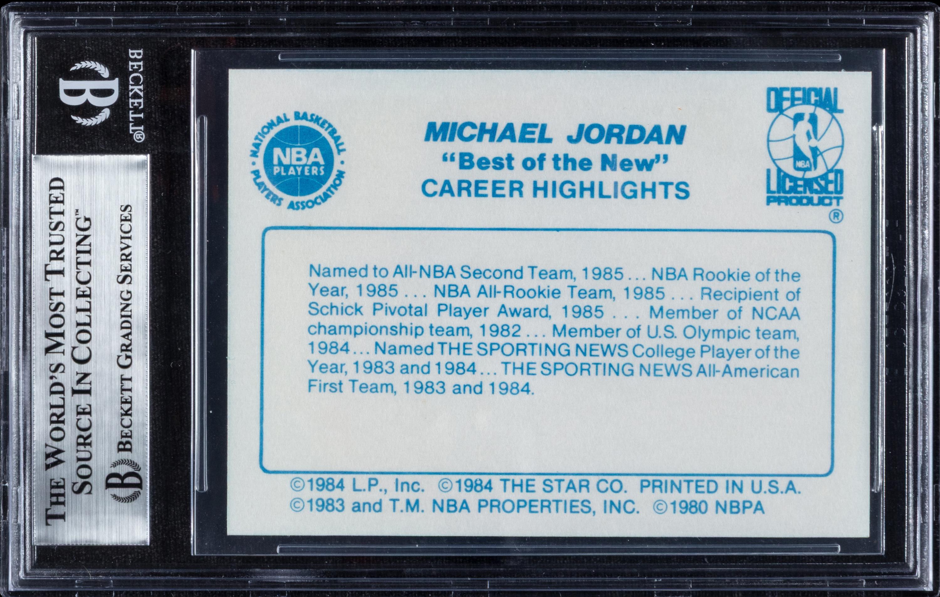 A 1986 Star Best Of The Old, Best Of The New Basketball Card Set Featuring Michael Jordan Card No. 2 (BGS 9 MINT)