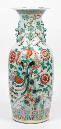 A Large Famille Rose Porcelain Vase Height 23 inches.
