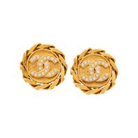 Chanel, Rhinestone-Studded CC Ear Clips