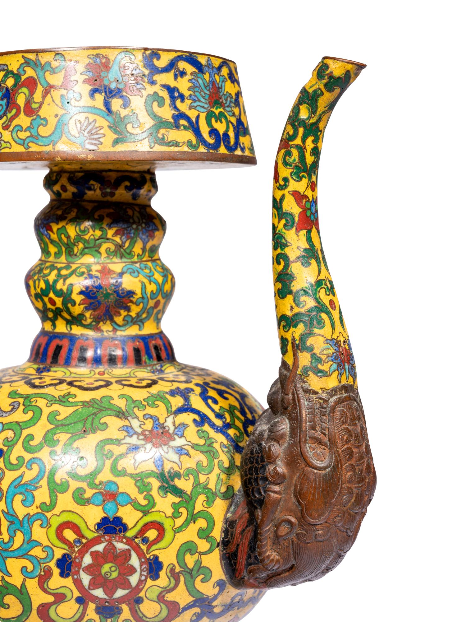 A Chinese Cloisonné Enamel Penba Ewer