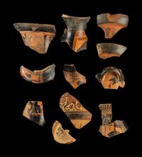 11 Attic and Corinthian Black-Figured Vase Fragments