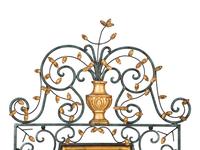 A Painted and Parcel Gilt Scrolled Wrought Iron Mirror