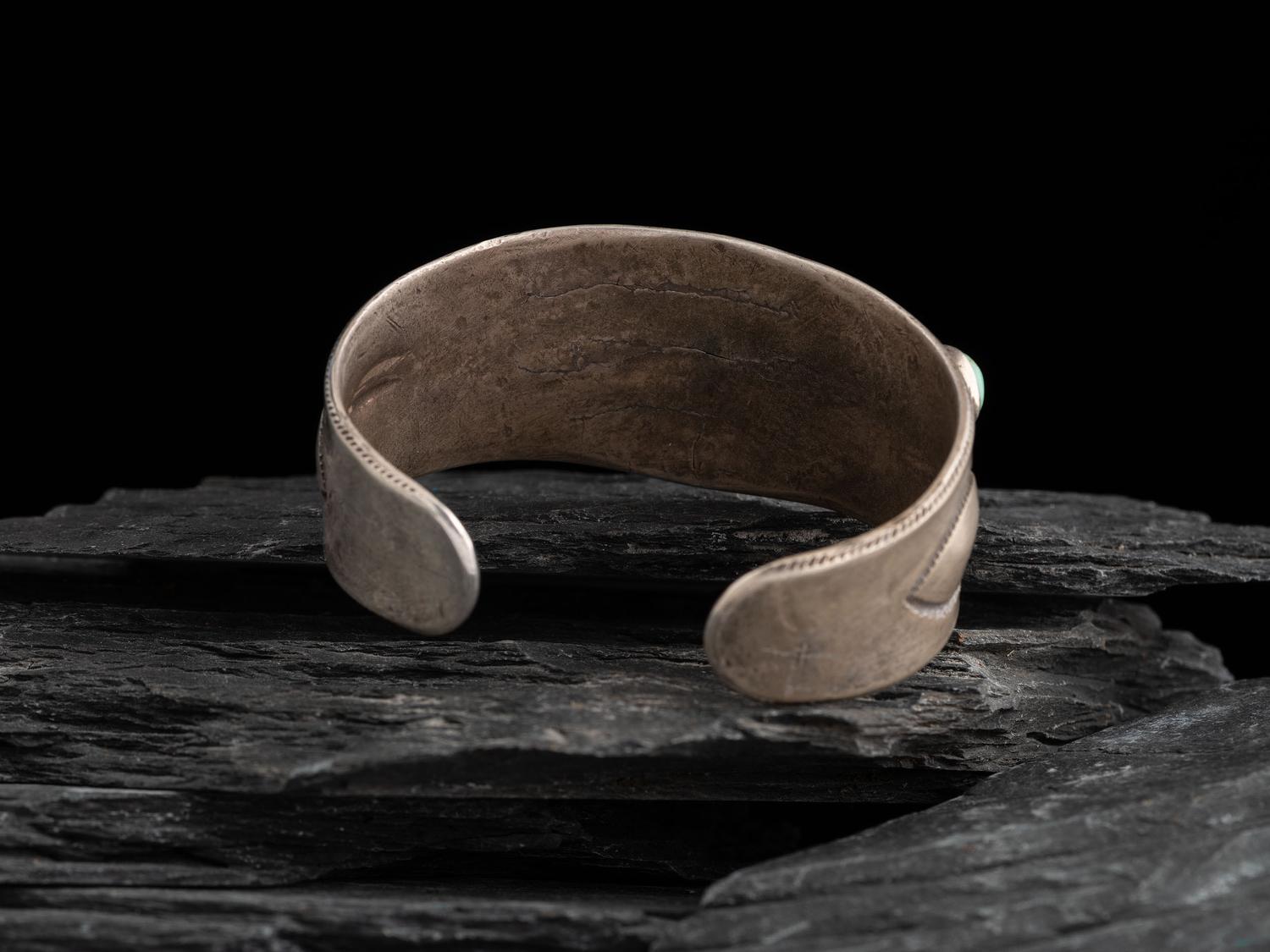 Navajo Ingot and Turquoise Cuff Bracelet