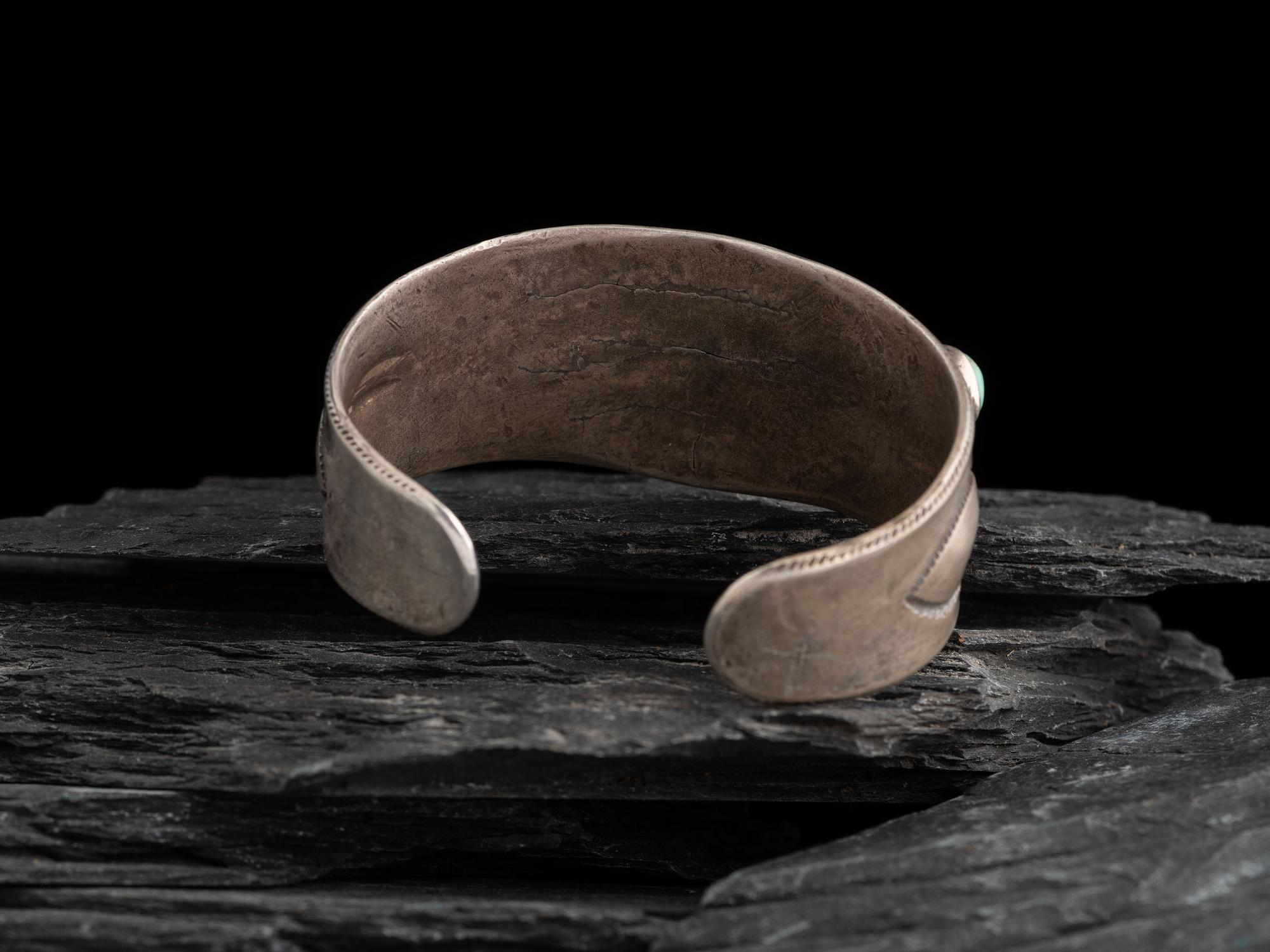 Navajo Ingot and Turquoise Cuff Bracelet