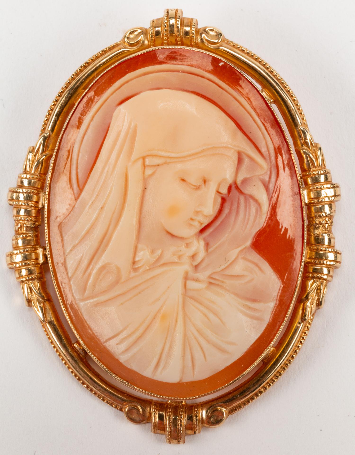 Five Gilt Metal Framed Italian Shell Cameos