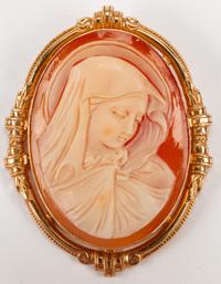Five Gilt Metal Framed Italian Shell Cameos