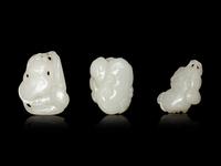 Five White Jade Carved Figures of Fruit