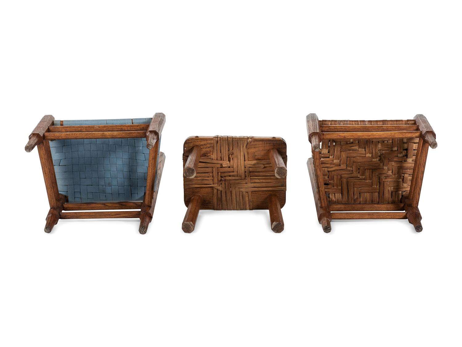 Chester Cornett (Kentucky, 1912-1981), Two Oak Chairs and Footstool