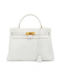 Hermès White Leather Kelly Bag 32cm, 1986