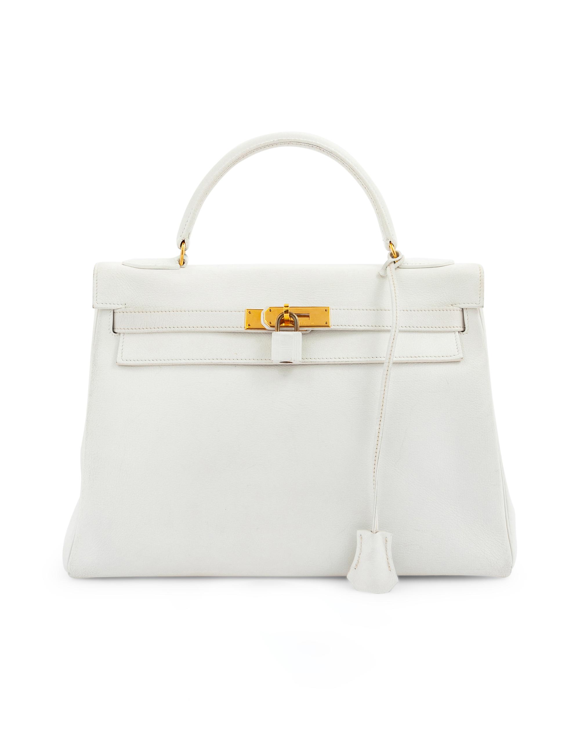 Hermès White Leather Kelly Bag 32cm, 1986