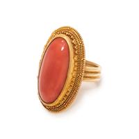 LUNA FELIX GOLDSMITH, YELLOW GOLD AND CORAL RING
