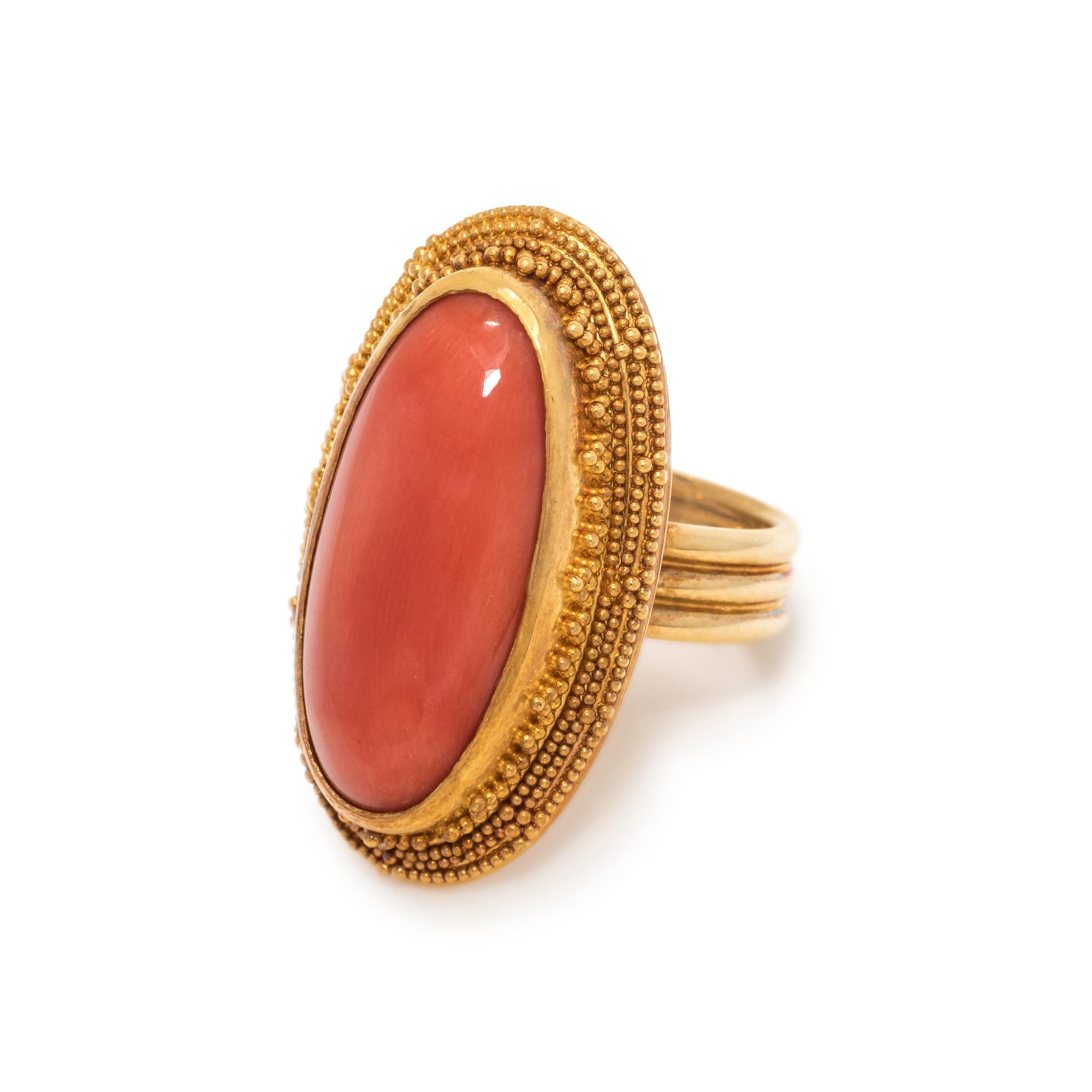LUNA FELIX GOLDSMITH, YELLOW GOLD AND CORAL RING