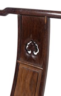 A Pair of Chinese Tielimu Official's Hat Chairs, Sichutouguanmaoyi and Matching Stand