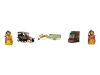 Five Tin Lithograph Banks and Toys