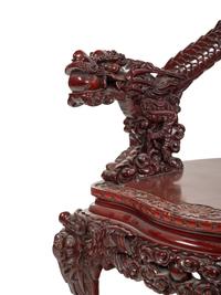 Three Japanese Export Rosewood Armchairs