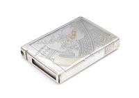 A Russian Silver Cigarette Case, Mark of Ivan Petrovich Speshnev, Moscow, Late 19th Century, the lid worked to show floral sprays and a