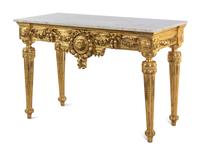 An Italian Giltwood Marble-Top Console Table