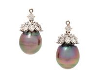 CULTURED TAHITIAN PEARL AND DIAMOND EARRING ATTACHMENTS