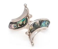 A Sterling Silver and Abalone Clamper Bracelet, Taxco,