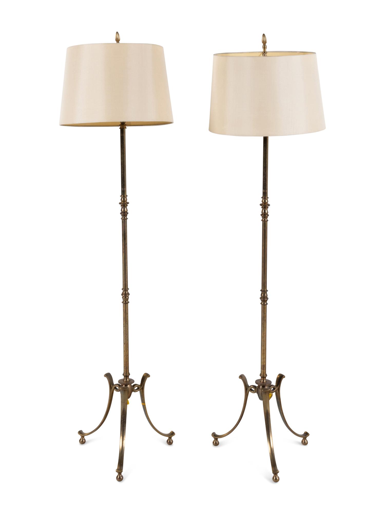 A Pair of Contemporary Brass Floor Lamps