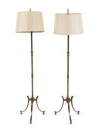 A Pair of Contemporary Brass Floor Lamps