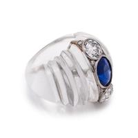 ROCK CRYSTAL, SAPPHIRE AND DIAMOND RING
