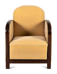 Mahogany and Mohair Armchair, c. 1930 France