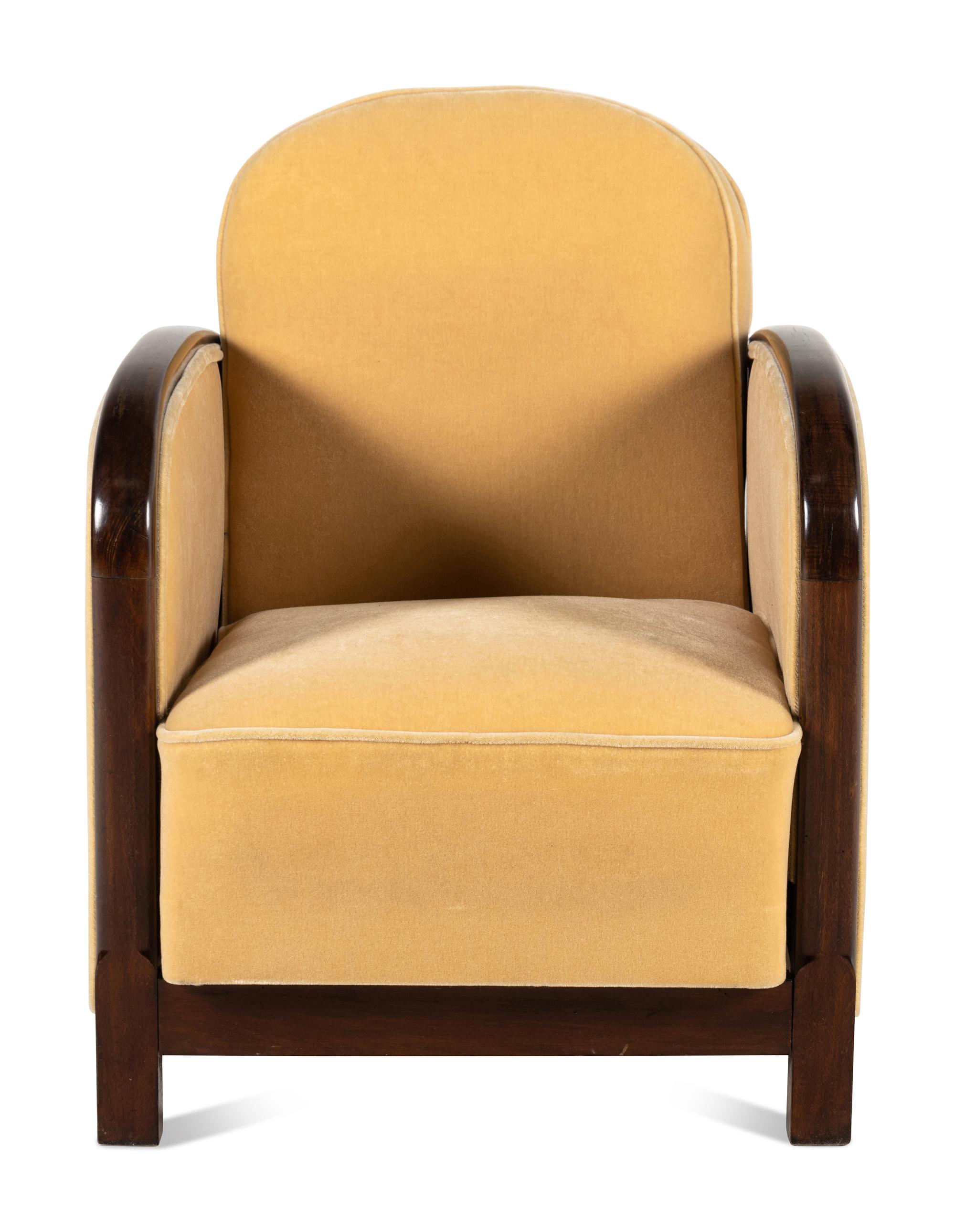 Mahogany and Mohair Armchair, c. 1930 France