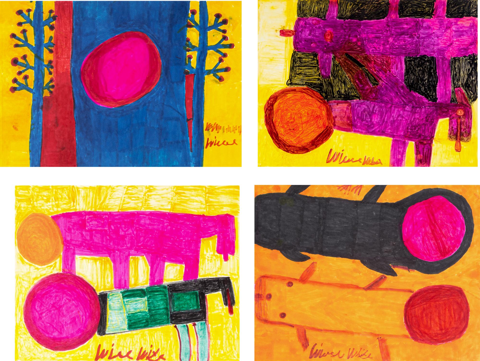 Untitled (Prehistoric Enviornment), Untitled (Prehistoric Animals), Untitled (Prehistoric Animals) and Untitled (Prehistoric Animals) (four works)