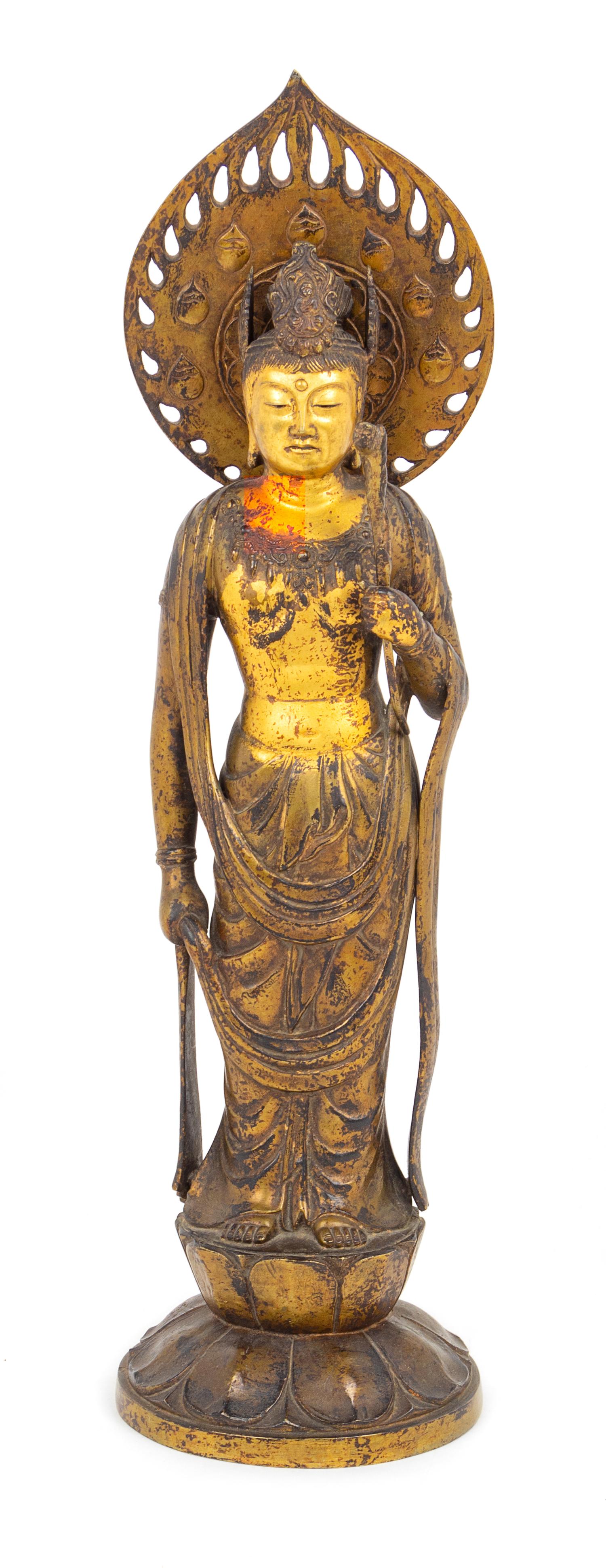 A Japanese Gilt Bronze Figure of Standing Kannon Height 28 inches. — 19TH/20TH CENTURY