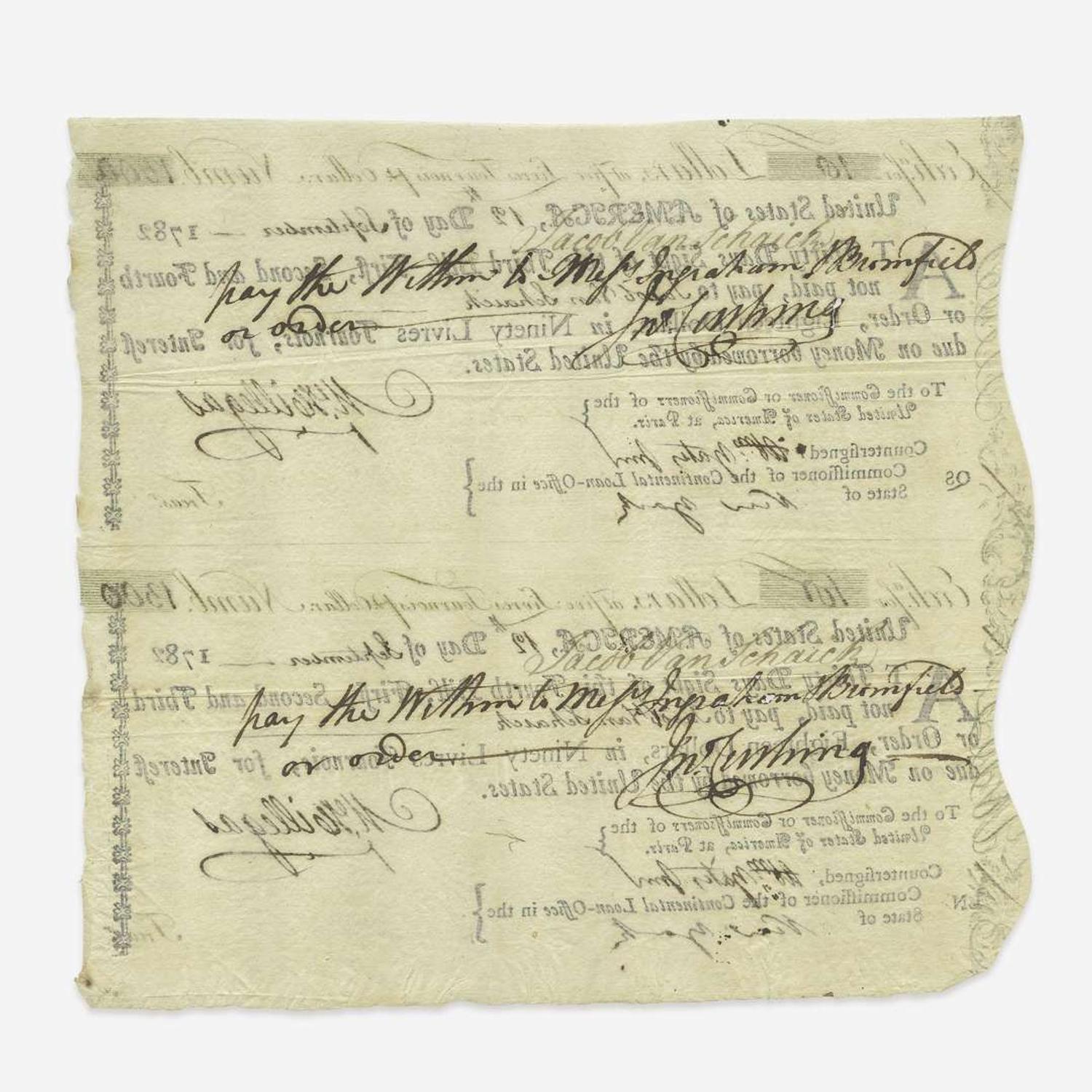 [American Revolution] Hillegas, Michael Document, signed