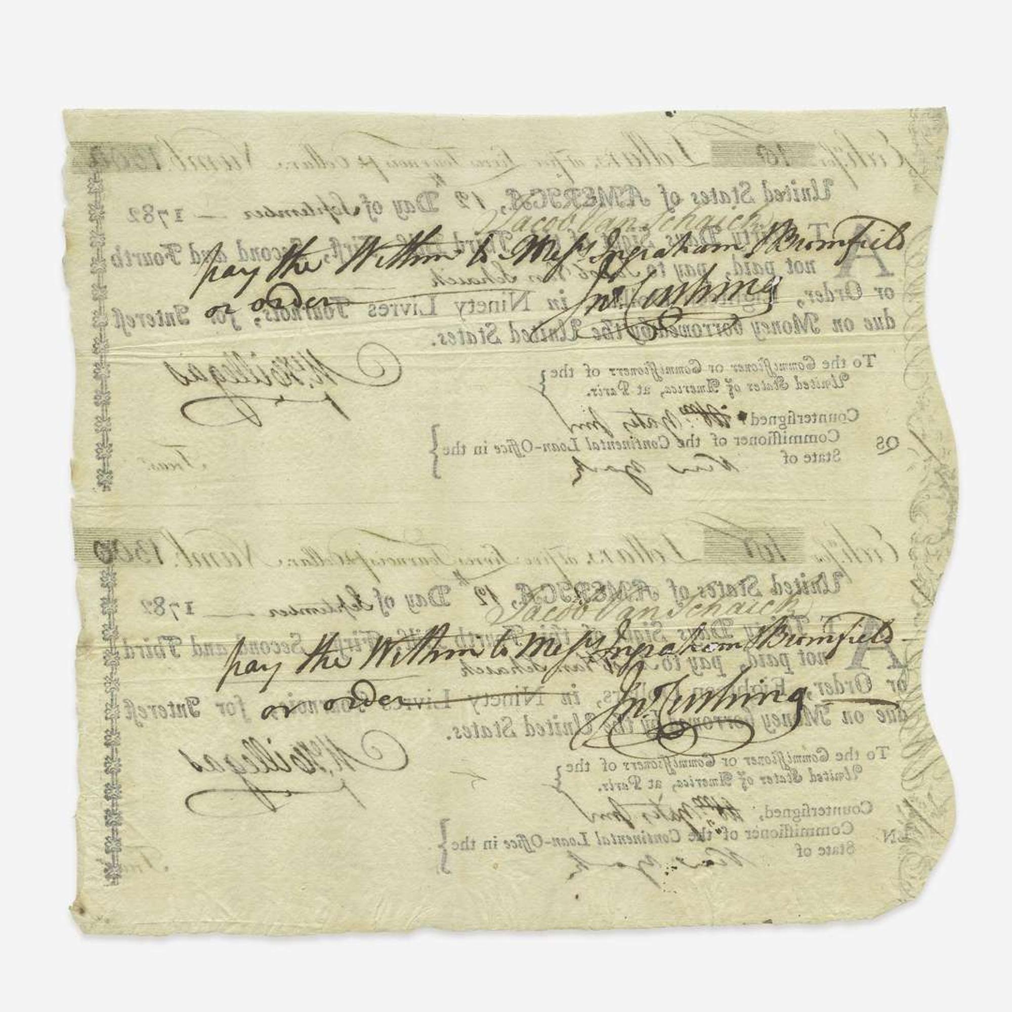 [American Revolution] Hillegas, Michael Document, signed
